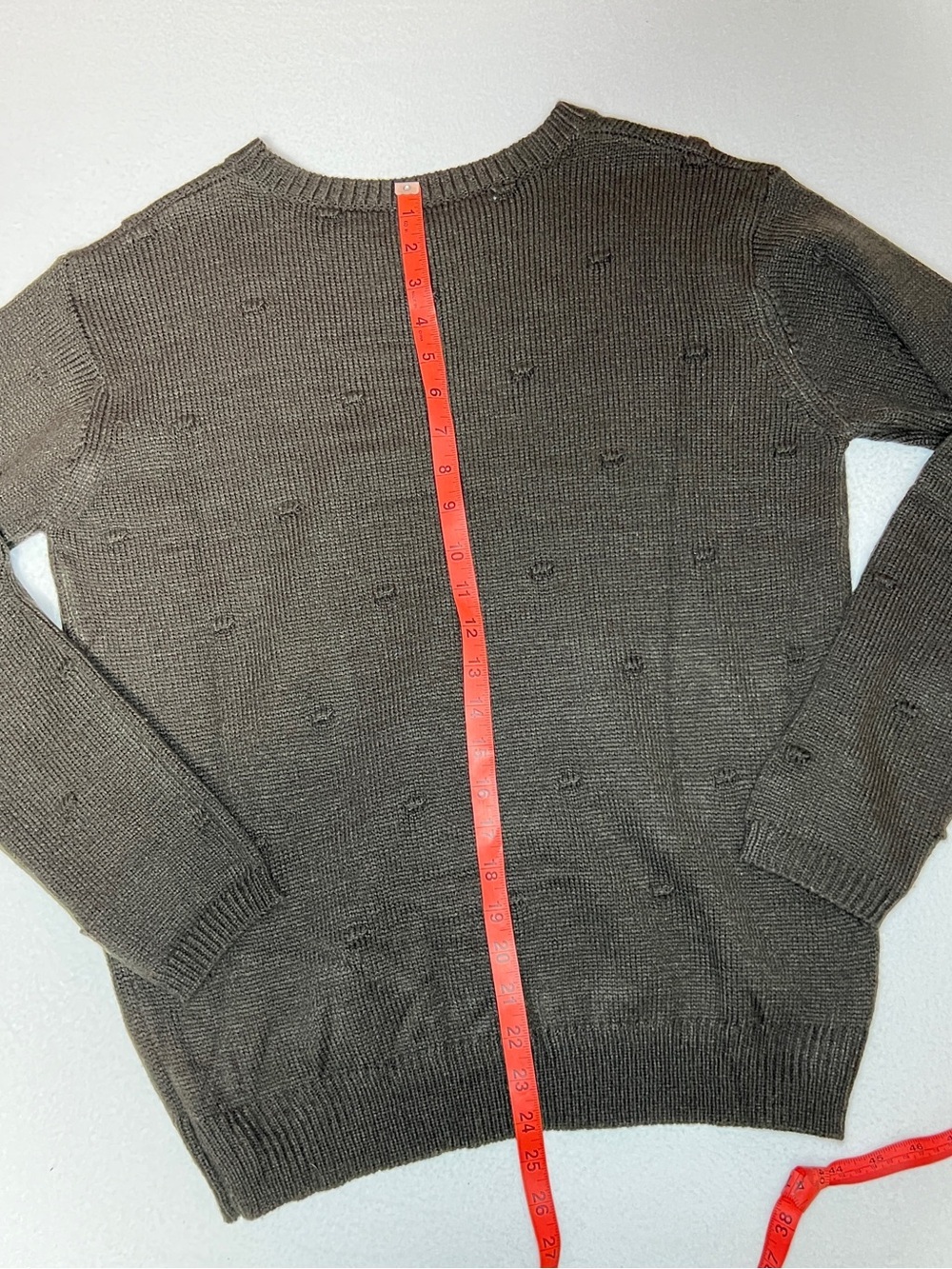 Dark Chocolate Women’s Crew Neck Brown Sweater Raise Pom Pom Size L Knit - Picture 7 of 7